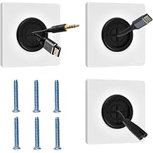 Cable Entry Cover, 3 Pcs Wall Mounted Cable Brush Plate Single Gang Cables Entry Plate Wall Cables Cover Panel Brush Faceplate for Covering Outlets Receptacles Tidying Cords, 35mm Hole