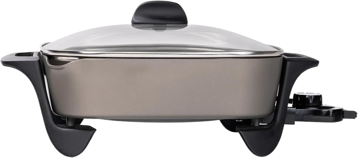 12-Inch Ceramic Electric Skillet with Glass Lid – Nonstick Electric Frying Pan, Adjustable Temperature Control, Even Heating, Easy-Clean Surface for Cooking, Frying & Sautéing