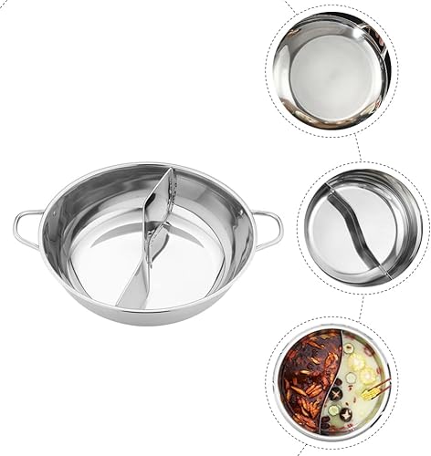 Miniatura 7 de Cabilock Olla caliente con divisor de acero inoxidable olla de cocina de doble cara para uso doméstico, fácil de limpiar para reuniones familiares