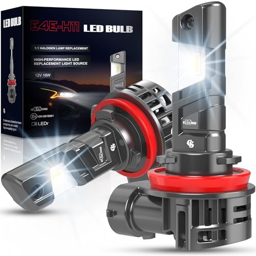 OUSHI H11 LED Scheinwerferlampe mit Straßenzulassung, 800% Helleres Licht 5500K Weiß H9 H8 LED Fernlicht und Abblendlicht UNECE-R37 Zulassung mit E-Zeichen, 2 Stück