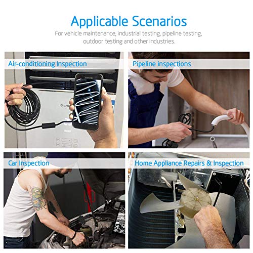 Yaasier Endoskopkamera WiFi USB Endoskop Inspektionskamera 8mm Halbsteife Kabel 2.0 Megapixels 1200P HD IP68 Wasserdicht… – Bild 7