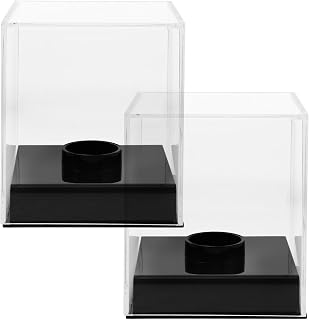 2pcs Acrylic Baseball Showcase Cube with Base Xmas | Slip Resistant Storage, Stable Support, for Baseballs and Tennis Balls, Schools, Gyms, Elegant Décor