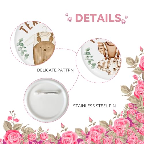 10 Pcs Baby Clothes Gender Reveal Button Pins, Boho Team Boy/Girl Badge Pins, He/She Stain Brooch Button for Boho Themed Baby Shower Party Decorations3
