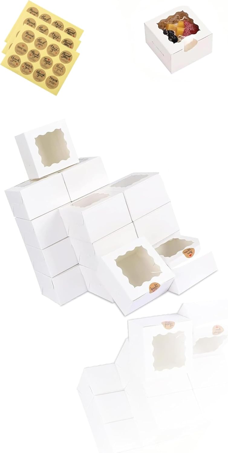 Sweet seven 30 Pack of White Bakery Boxes with Window White Paperboard Treat Boxes for Cookies Mini Cakes Pastries and Small Treats 4x4x2.5 Inches Paperboard Dessert Boxes Sweet seven 30 Pack of White Bakery Boxes with Window White Paperboard Treat Boxes for Cookies Mini Cakes Pastries and Small Treats 4x4x2.5 Inches Paperboard Dessert Boxes