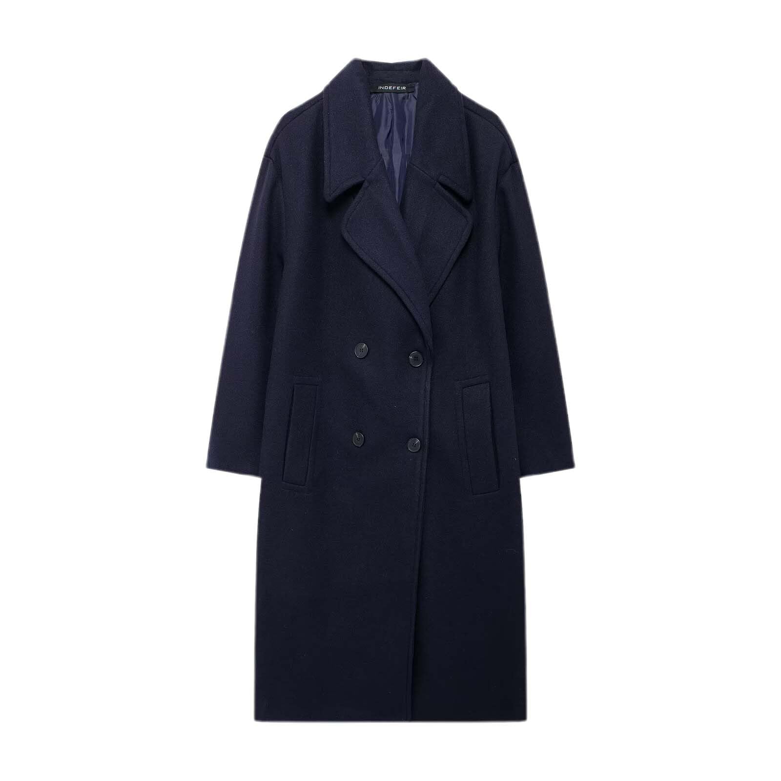 Cappotto lungo da donna Trench Inverno Caldo risvolto Cappotto di lana con tasche Classico Trench Monocolore Overcoat Capispalla a maniche lunghe, elegante giacca invernale lunga