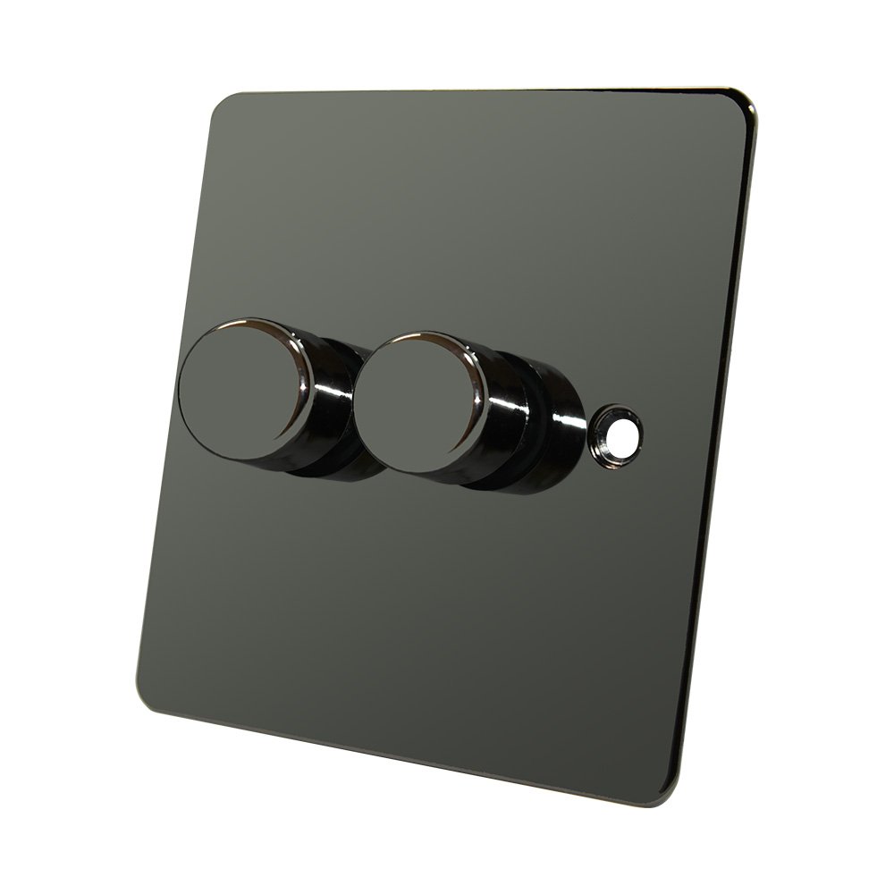 Buy Flat Plate Black Nickel 2 Gang Dimmer 400W 10 Amp Double 2Gang 2 Way 400W Light Dimmer