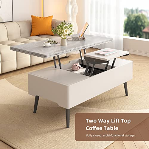 Gracenook Lift Top Coffee Table, White Coffee Table Converts To Dining Table, Lift Up End Table With Storage, Modern Coffee Table That Lifts Up To Eat For Living Room, Bedroom #TOP5
