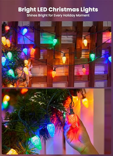 Minetom C9 LED Christmas Lights Outdoor, 81 Feet 100 LED String Light with Timer & 8 Lighting Mode, Waterproof Commercial Grade Christmas Tree Lights for Outside Indoor Roofline Patio, Multicolor - Image 7