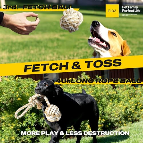 Image of Fida Heavy Duty Dog Rope Toys for Medium Large Dogs, Chew Tug Toys, 4 Pack