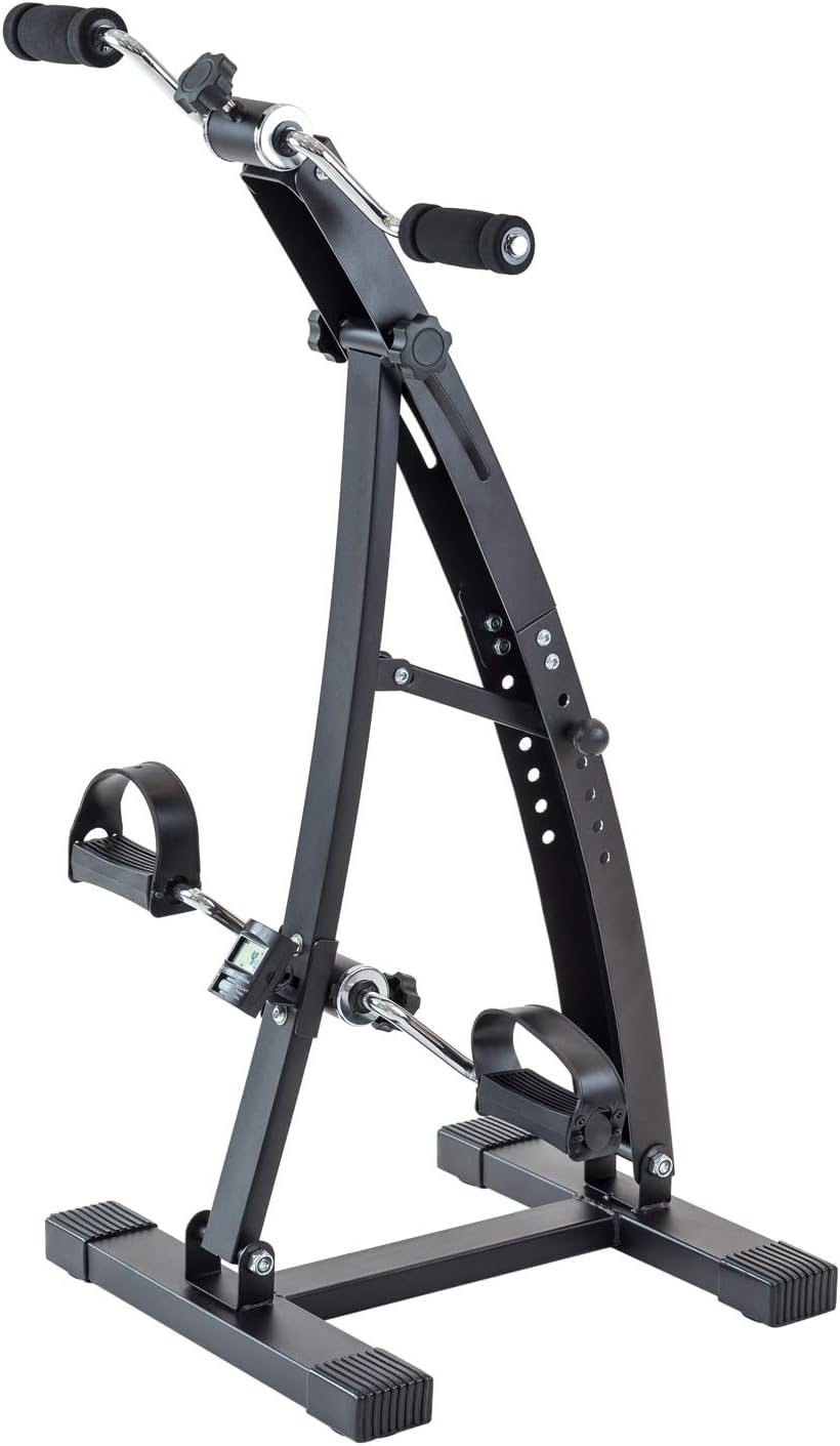 TechFit Mini Bicicleta de Recuperación con Doble Manivela Ajustable, Adecuada para Ejercitar Pies y Brazos, Monitor LCD Incorporado