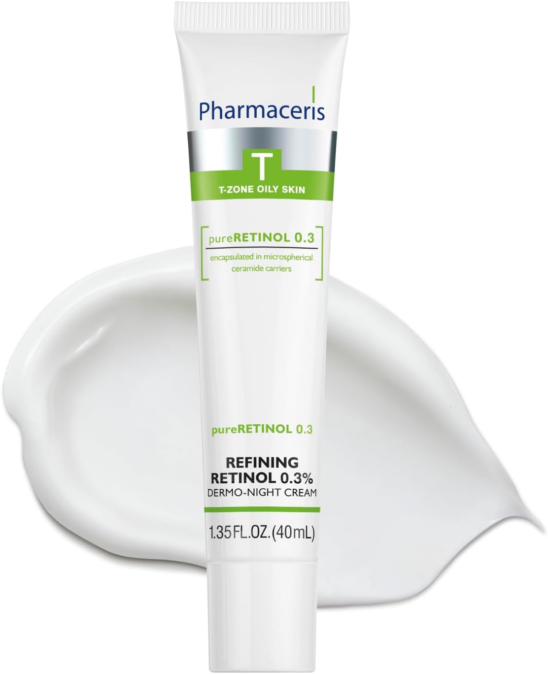 Pharmaceris Refining Retinol 0.3% Night Cream – Encapsulated Retinol Smoothes Skin, Reduces Wrinkles & Blemishes and Unclogs Pores, Face Cream For Oily & Aging Skin, pureRETINOL 0.3, 1.35 fl oz