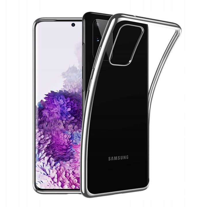 Carcasa de silicona cromada para Samsung Galaxy A21s contorno transparente Bumper protección de gel flexible (plata)