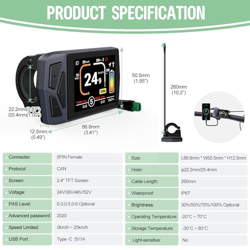 Pantalla Ebike EKD01 BAFANG para solucionar fallos de conexión en motor central Can 7