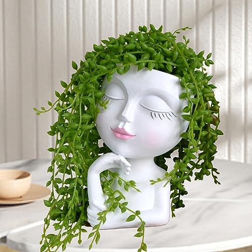 Pot fleur tête pensante 7" blanc drainage intérieur extérieur