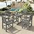 Homenjoy Outdoor Table and Chairs Set 5 Pieces, Upgraded HDPS Weather Resistant Outdoor Dining Set with 1.95" Umbrell Hole, Square Patio Dining Table with 4 Chairs for Balcony, Garden, Poolside, Grey