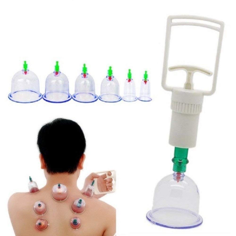 Smitex Vacuum Cupping Therapy 6pcs Hijama Cups Chinese Vacuum Cupping Kit Pull Out a Vacuum Apparatus Therapy Relax Massagers
