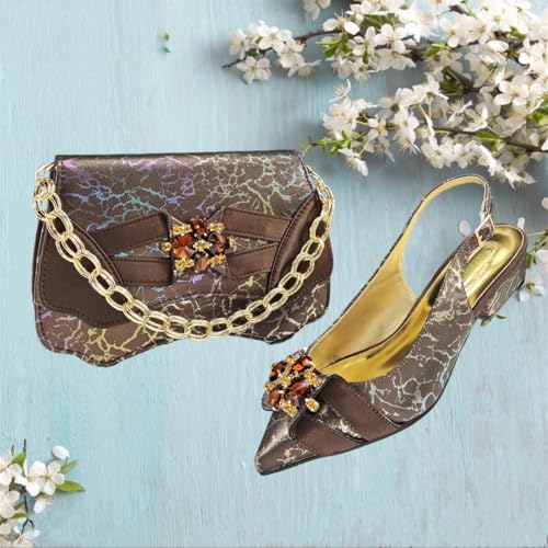 Ensemble chaussures talons bas et sac assorti en bleu strass chic - 5