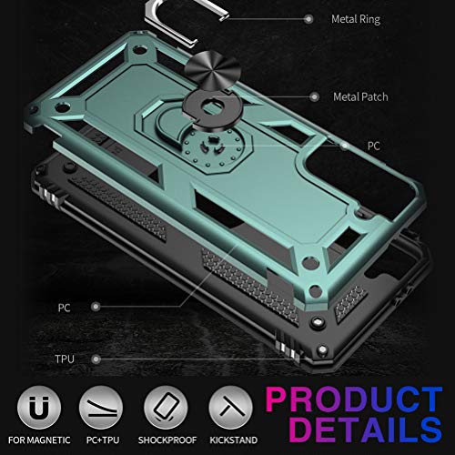 Image of Case for Samsung Galaxy S21 5G Case Heavy Duty with Built in Screen Protector Hard Armor Military Anti-Fall Bumper Cover for Samsung S21 5G 6.2 2021 Phone Cases with Magnetic Ring Kickstand Green