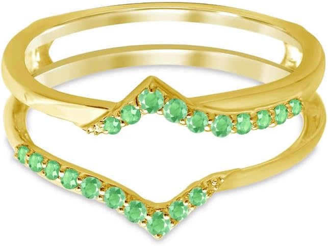Green Peridot V Shape Enhancer Guard For Women, 14k Gold Plated Silver Green Peridot Wrap Ring, Enhancer Ring Guard, Enhancer Ring