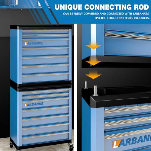 LARBANKE 7-Drawer Rolling Tool Chest with Lock&Keys and Swivel Casters,Tool Chest with Multi-Sizes Drawers and Multifunctional Countertop,Special Connect Rods for Connection with 5-Drawer Tool Cabinet - Image 5