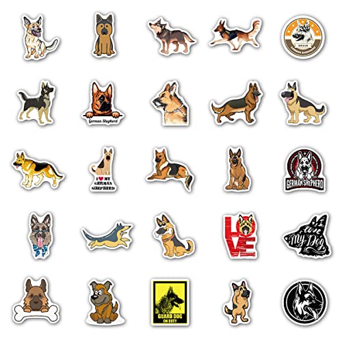 Deutsche Schäferhund Aufkleber, Wasserdicht Vinyl German Shepherd Dog Hund Sticker für Laptop Wasserflasche Skateboard Fahrrad Helmet Gitarre Reisekoffer Gepäck Möbel Scrapbook Handyhülle [100 Stück]