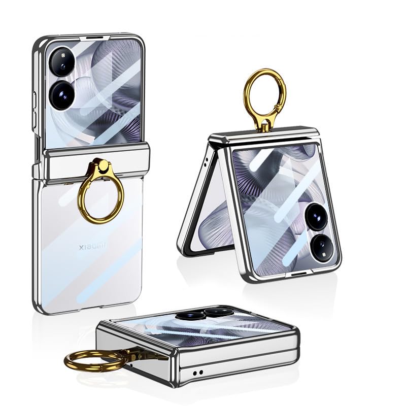 Housse XIAOMI Mix Flip2 antichoc transparente à anneau rotatif et verre