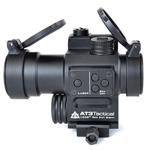 At3 Leos Red Dot Sight With Integrated Laser & Riser - 2 Moa Red Dot Scope With Flip Up Lens Caps #TOP7