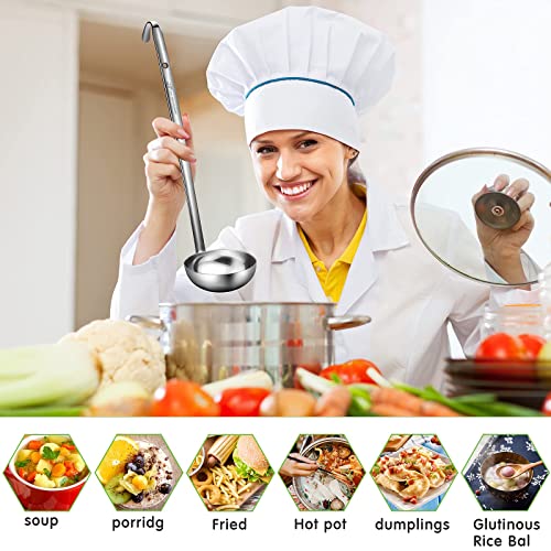 Meekoo 3 Pieces Stainless Steel Ladle Soup Handle Ladle With Pouring Rim For Kitchen Cooking Soup Sauce (10 Oz) #TOP6