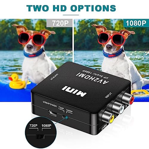 Image of AXFEE RCA to HDMI, AV to HDMI Converter, 1080P Mini RCA Composite CVBS Video Audio Converter Adapter, Support PAL /NTSC for TV /PC / PS3 / STB /Xbox VHS /VCR /Blue-Ray DVD Players