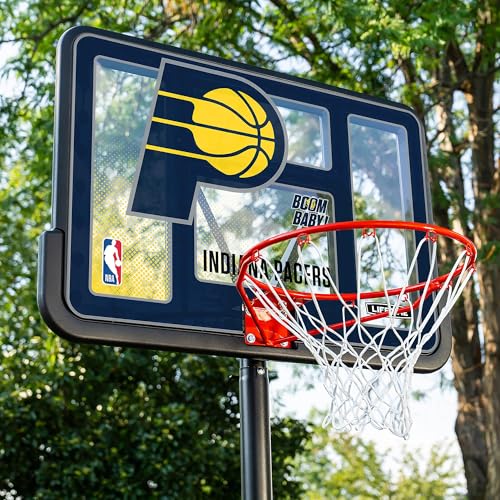 Image of Lifetime NBA Indiana Pacers Portable Basketball Hoop, Adjustable Height 7.5-10 Ft, 44 Inch Shatterproof Fusion Backboard, Base with Wheels