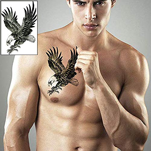 Large Temporary Tattoos For Men Body Stickers Fake Arm Chest Shoulder Leg Tattoo Cool Lion Eagle Owl Wolf Skull Waterproof Temp Tattoo Fashion Removable Tattoo Transfer Paper (8 Sheets). #TOP1