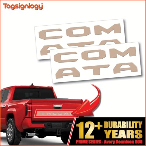 Image of (2 Sets) Prime Series UV Weatherproof Vinyl Decals Precut Letter Inserts Compatible Fits Tacoma Tailgate 2024-2026 (Gloss Sandstone)