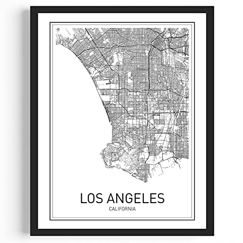 Los Angeles Map City Map Posters Los Angeles Print California Print California Map Los Angeles Poster Black And White Map Print Map Wall Art Modern Map Art Scandinavian Poster 8X10 #TOP1