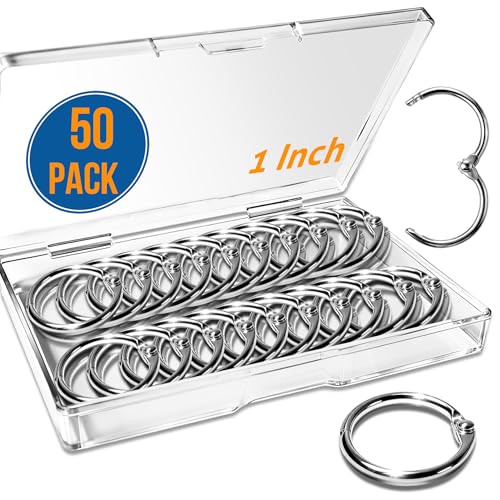 JANCAN 50 Pack 1 Inch Binder Rings Loose Leaf Book Rings for Index Cards