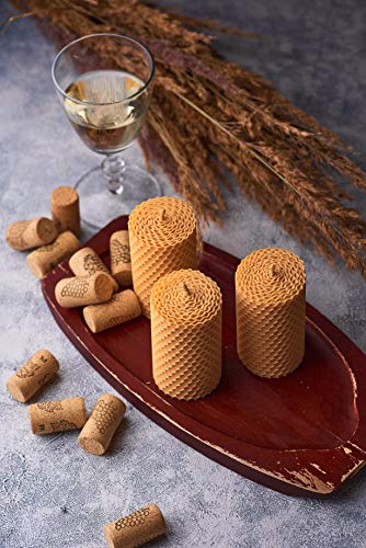 Peach Beeswax Candle Gift Set. 3 Colored Beeswax Pillar Candles With Natural Honey Scent And Hand Made Honeycomb Charm For Gift And Home Decor (Peach Candles, 3 Pcs, Size 3.3 X 1.8 In) Made In Ukraine #TOP5
