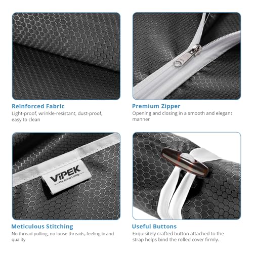 VIPEK V5C SE Covered Garment Rack Heavy Duty Clothes Rack with Cover Roll-up, Metal Closet Organizer, Portable Closet for Hanging Clothes Wardrobe Closets Storage, Black Clothing Rack with Black Cover - Image 6