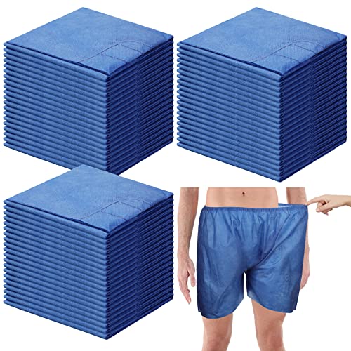 100 Pcs Disposable Exam Shorts Medical Patient Exam Wear Short Non Woven With Elastic Waistband Disposable Unisex Shorts Large Patient Shorts Bottoms For Examination Massage Spray Tan Spa (Blue) #TOP10