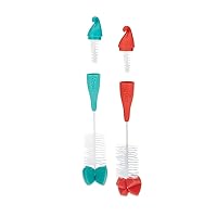 Vista 7 de Nuby Paquete de 2 cepillos para biberones y pezones con punta de esponja, los colores pueden variar
