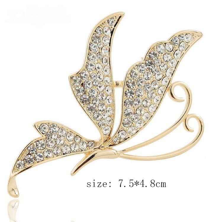 Broche papillon plein diamant alliage épingle vêtement corsage chic - 5