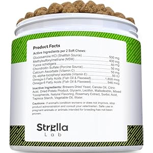 Glucosamine Treats for Dogs - Joint Supplement w/Omega-3 Fish Oil - Chondroitin, MSM - Advanced Mobility Chews - Joint Pain Relief - Hip & Joint Care - Chicken Flavor - 120 Ct - Made in USA Glucosamine Treats for Dogs Joint Supplement wOmega 3 Fish Oil Chondroitin MSM Advanced Mobility Chews Joint Pain Relief Hip Joint Care Chicken Flavor 120 Ct Made in USA