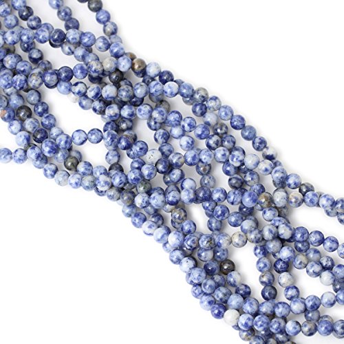 Cheavian 60Pcs 6Mm Natural Blue White Sodalite Gemstone Round Loose Beads For Jewelry Making 1 Strand 15" #TOP3