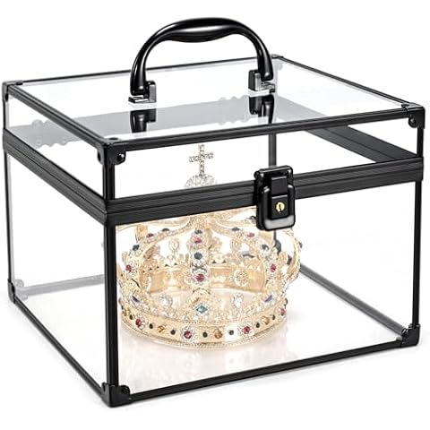 Costravio Makeup Display Clear Clear Makeup Case Portable Transparent Artists Train Case Crown Box Large Capacity Toiletry Organizer Box Travel Makeup Storage for Vanity Bathroom Craft Toys Case Cover