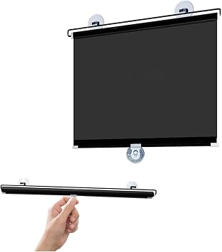 Blackout Roll Up Shades with Suction Cups,Retractable Sunscreen Blinds, Temporary Portable Window Cover Curtain, Versatile Anywhere Pure Black 16x24in