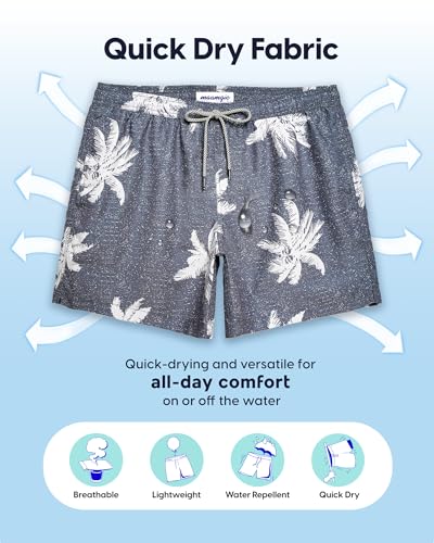 Image of maamgic Mens Swim Trunks 5 Inch with Mesh Lining, Quick Dry Mens Bathing Suit, Swim Shorts for Swimming and Beach