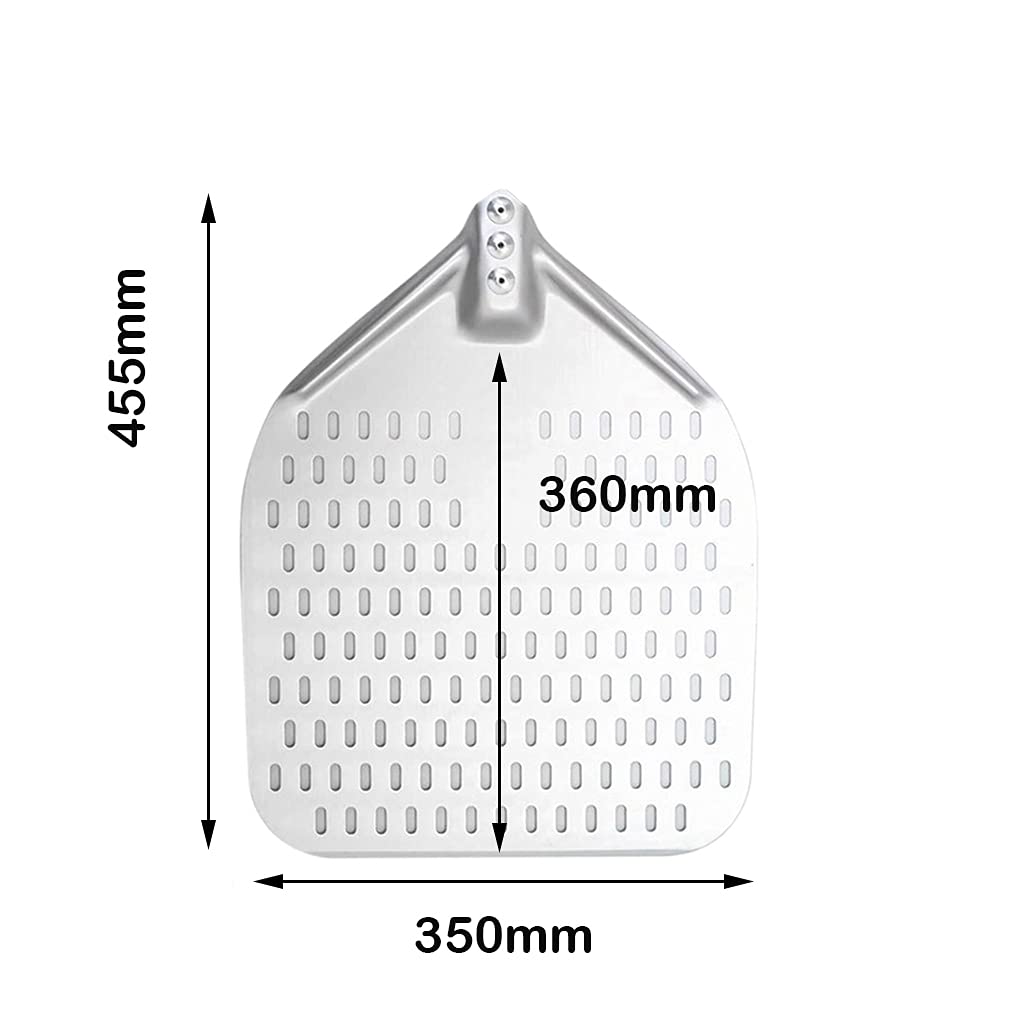 LOVIVER Pelle Pizza, Pelle a Pizza Perforée en Alliage d'Aluminium avec Manche Rétractable, Manche 40cm/80cm avec Pelle 12''/14'' pour Cuisine - 14 dans 80cm Poignée