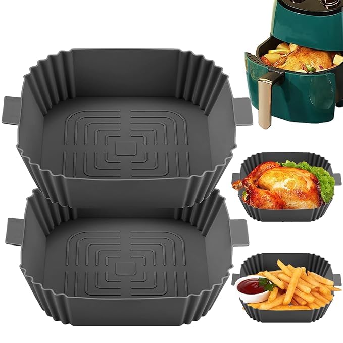 2-Pack Air Fryer Oven Tray – Nonstick, Reusable Crisper Trays for Healthy, Oil-Free Cooking, Fits Most Air Fryer Models-image-38