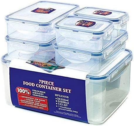 Lock & Lock HPL836SB Storage Container, Clear/Blue, Set of 6