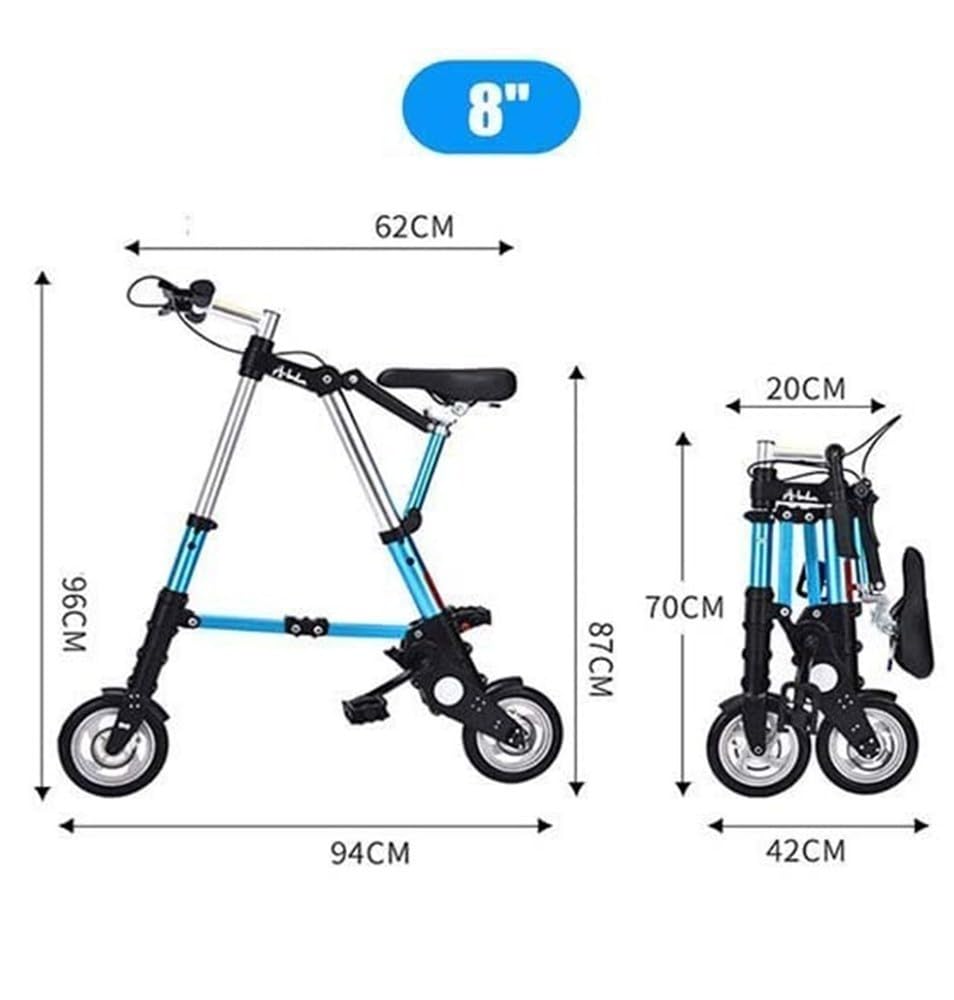 Mini Vélo Ville Pliage Rapide avec Roues Aluminium 8 Pouces, Mini Vélo Portable Ultraléger pour Adultes E,8in