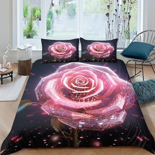 Housses de couettes ensemble de literie microfibre double IOFEER fleur 200x200cm - 2