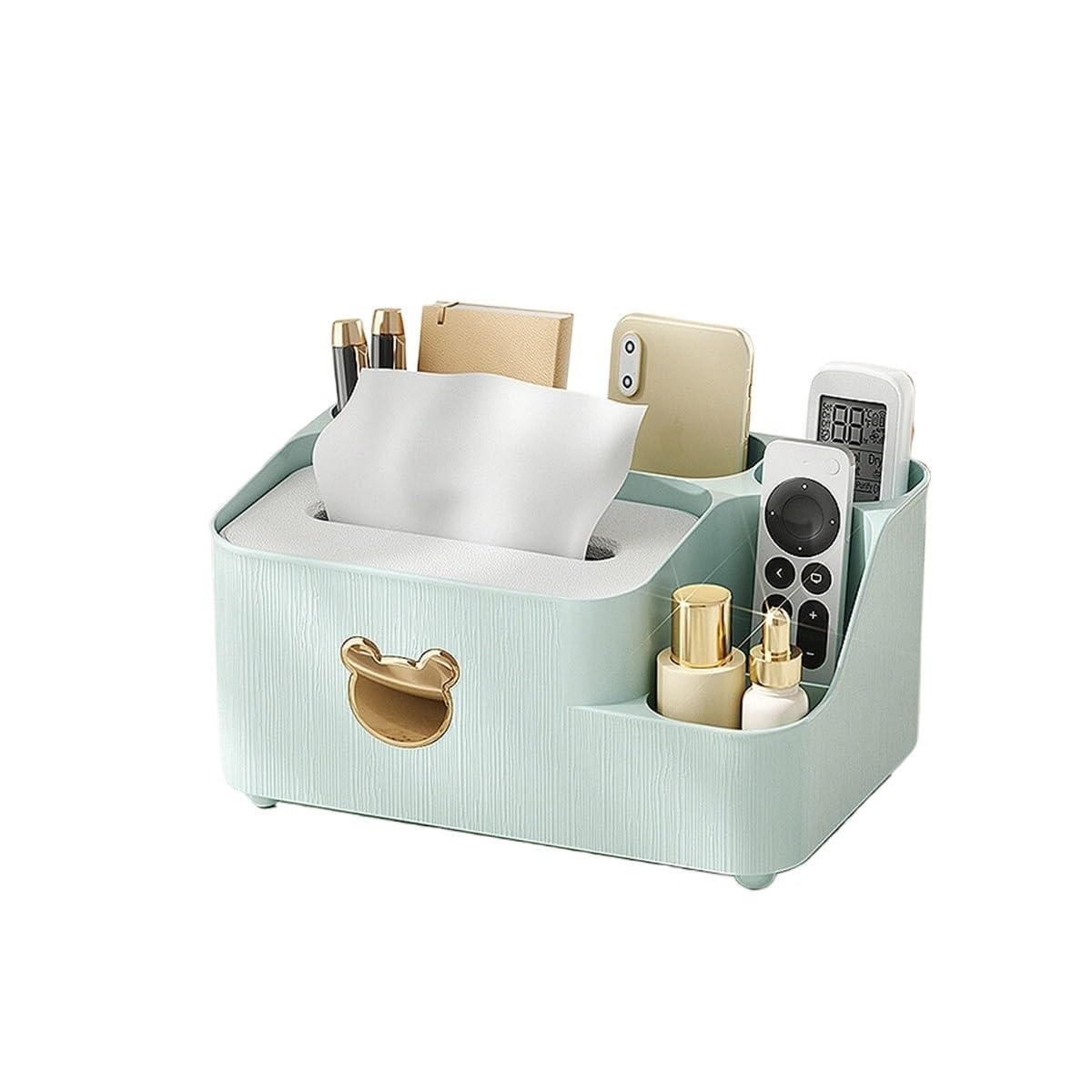 Multi Functional Tissue Storage Box Living Room Dining Paper Split Format Desktop(Green-Large)